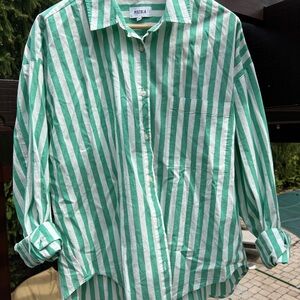 Pistola Green and White Button Down Shirt